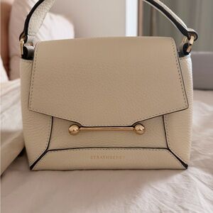 Strathberry Cream Mini Bag with Gold Accents